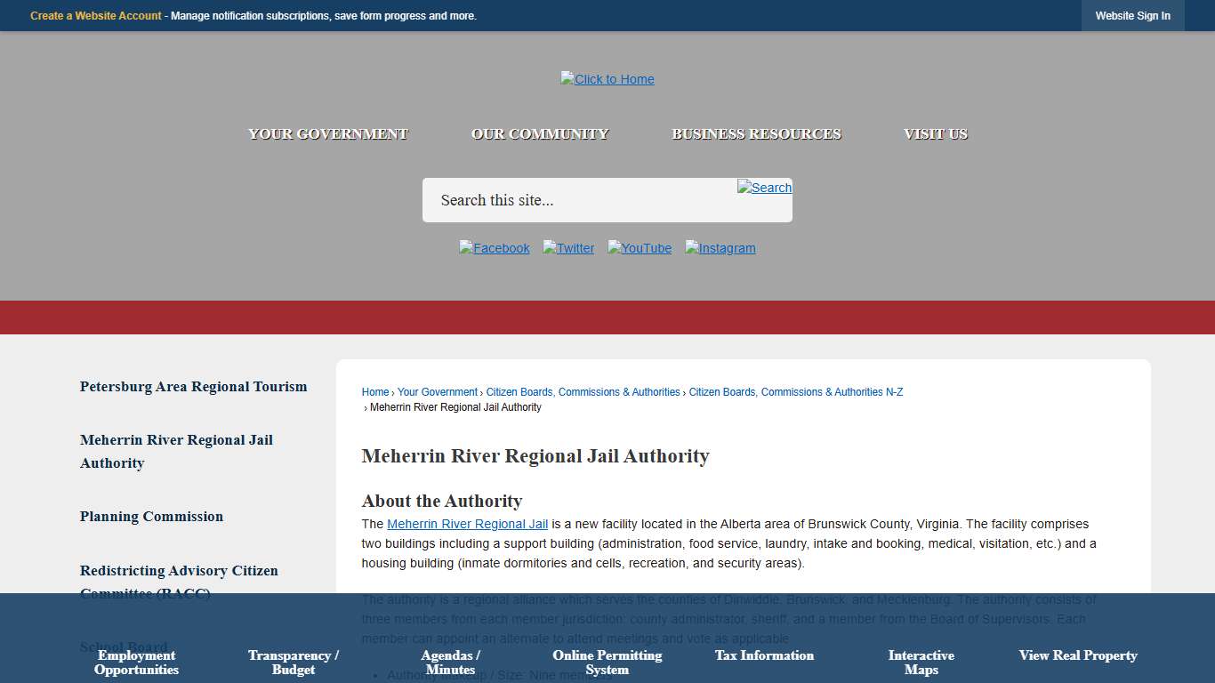 Meherrin River Regional Jail Authority | Dinwiddie County, VA - Official Website